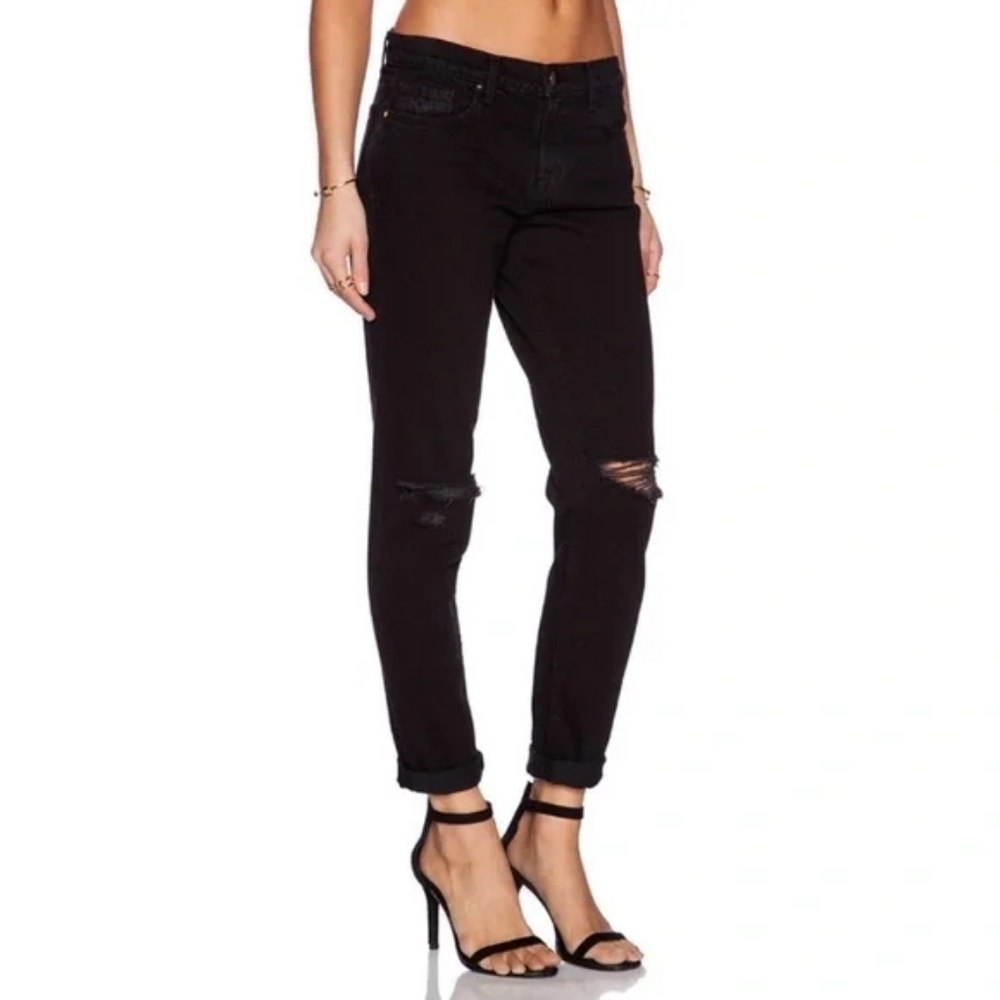 J Brand Jake Slim Boyfriend Jeans Gothic Destroyed Ripped Knee Slouchy Size 24